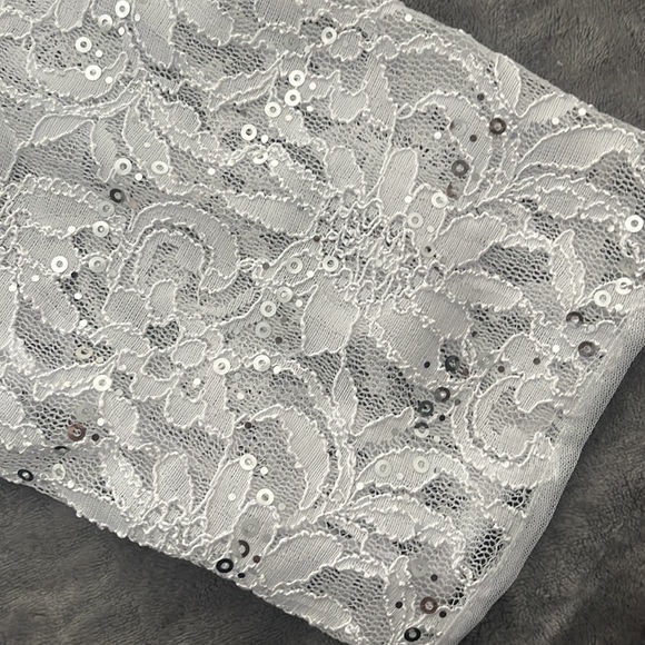 Lace Bolero Jacket White Sequins 3/4 Sleeves Lined - Picture 5 of 5